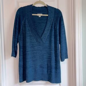 ⚡️ 3 for $30 ⚡️ Avenue 3/4 Sleeve V-Neck Heather Blue Sweater